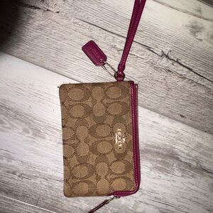 Coach Tan and Pink Wristlet